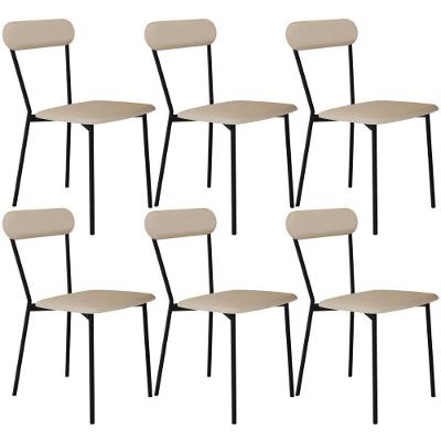 Kit 06 Cadeiras Estofada Para Sala De Jantar Liora Preto C01 Linho Areia - Lyam Decor