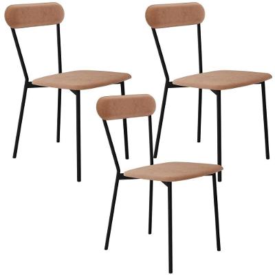 Kit 03 Cadeiras Estofada Para Sala De Jantar Liora Preto C01 Veludo Bege - Lyam Decor