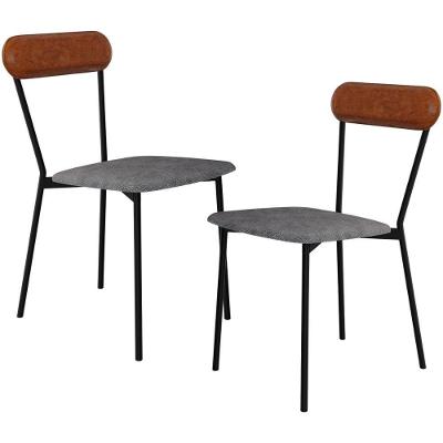 Kit 02 Cadeiras Estofada Para Sala De Jantar Liora Preto C01 Linho Prata Courino Caramelo - Lyam Decor