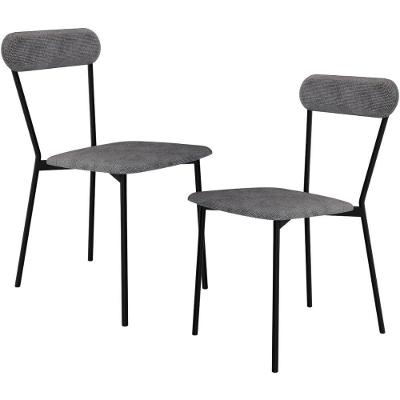 Kit 02 Cadeiras Estofada Para Sala De Jantar Liora Preto C01 Linho Prata - Lyam Decor