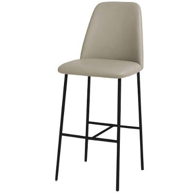 Banqueta Turquia Couro Areia Em Metal Preto