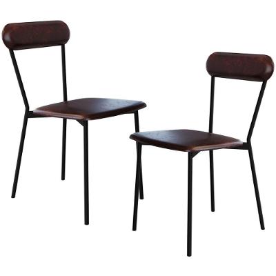 Kit 02 Cadeiras Estofada Para Sala De Jantar Liora Preto C01 Courino Café - Lyam Decor