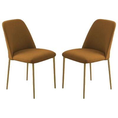 Conjunto 2 Cadeiras Londres Veludo Terracota Metal Dourado