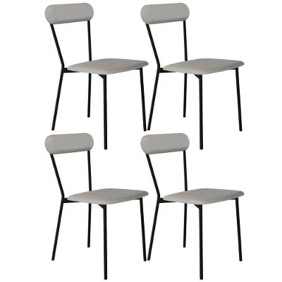 Kit 04 Cadeiras Estofada Para Sala De Jantar Liora Preto C01 Courino Off White - Lyam Decor