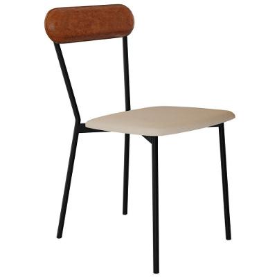 Cadeira Estofada Para Sala De Jantar Liora Preto C01 Linho Areia Courino Caramelo - Lyam Decor
