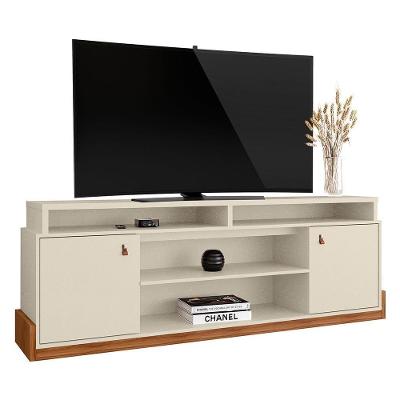 Rack Bancada Montana 188cm Pérola Metalizado-cinamomo Mel Para Tv Até 75? - Mobler Pérola Metalizado-cinamomo Mel