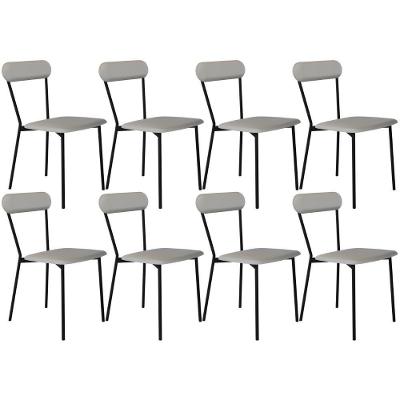 Kit 08 Cadeiras Estofada Para Sala De Jantar Liora Preto C01 Courino Off White - Lyam Decor