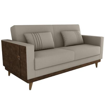 Sofa Cama 2 Lugares 203 Cm Esther Veludo Corino Milani Store Marrom Whisk