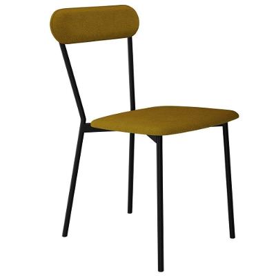 Cadeira Estofada Para Sala De Jantar Liora Preto C01 Linho Mostarda - Lyam Decor