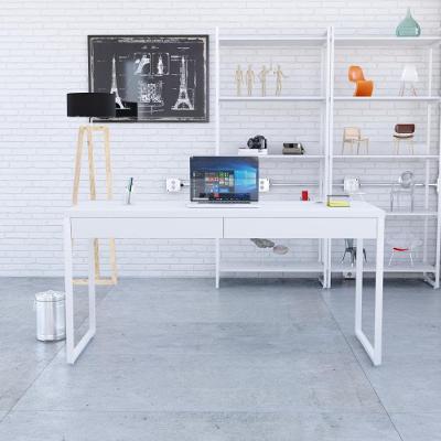 Mesa Diretor 150x60x75cm Com 2 Gavetas Kuadra Branco Chess Estrutura Branca