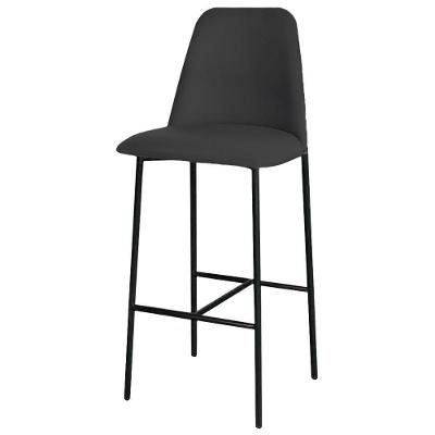 Banqueta Turquia Veludo Preto Em Metal Preto