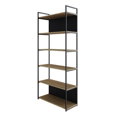 Estante Com 6 Prateleiras 186x80x33cm Comfundo Yon Vermont Oak Preta