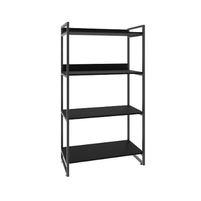 Estante Kuadra 80x40x146cm Com 4 Prateleiras Preto Ônix Estrutura Preta