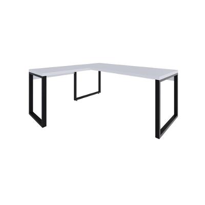 Mesa Em L Presidente 190x160x75cm Yon Branco Tx Estrutura Preta