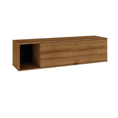 Armário Aéreo Com Nicho E Porta Basculante 35x135x35cm Wlnp135 Lâmina Mel Preto