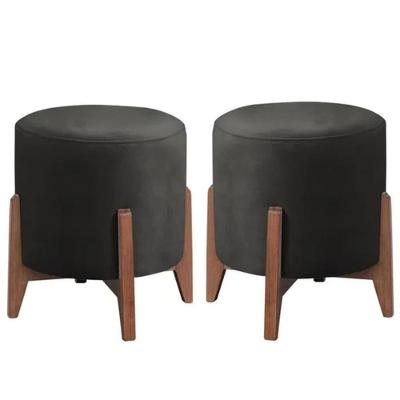 Conjunto 2 Puff Raika Luxo Decorativos Recepção Redondo Veludo Preto
