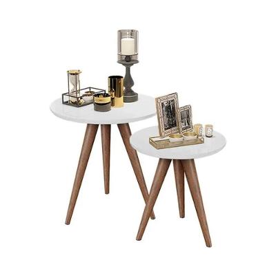 Conjunto Mesa Lateral De Apoio Retrô Pés Palito Branco