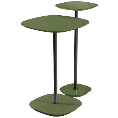 Conjunto 2 Mesa Lateral Florença Verde Em Metal Preto
