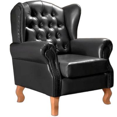 Poltrona Chesterfield Imperador Vintage Retrô Capitonê Couro Preto