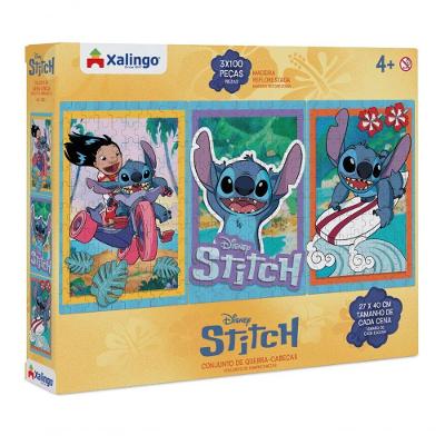 Quebra-cabeça Stitch - 3 Cenas 300 Peças Xalingo Quebra-cabeça 3x100 Stitch 300 Peças Xalingo