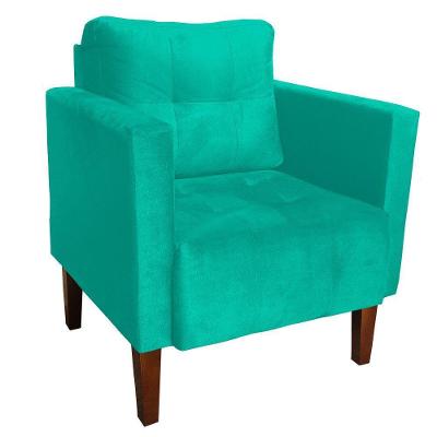 Poltrona Decorativa Lívia Suede Pés Chanfrado D'rossi Cor Verde Turquesa