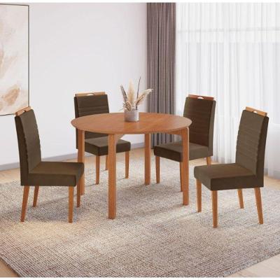 Mesa Cativa 4 Cadeiras Horizonte Jolie Marrom Jcm Cinamomo
