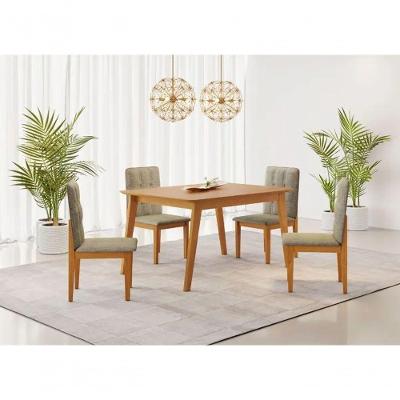 Mesa Elegance 4 Cadeiras ágata 1,20 Linho Cinza Jcm Cinamomo