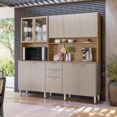 Armário De Cozinha Compacta 198cm Multimóveis Cr20468 Amêndola Nude Prime