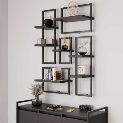 Conjunto 7 Prateleiras Industrial Preto - Pleno