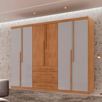 Guarda Roupa Casal Matteo 100%mdf 6pts 4gvts Moderna Mobília Naturalle/off White