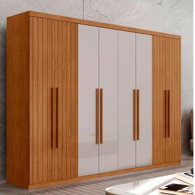 Guarda Roupa Casal Toronto Mdf 8 Portas Moderna Mobília Naturale/off White/naturale
