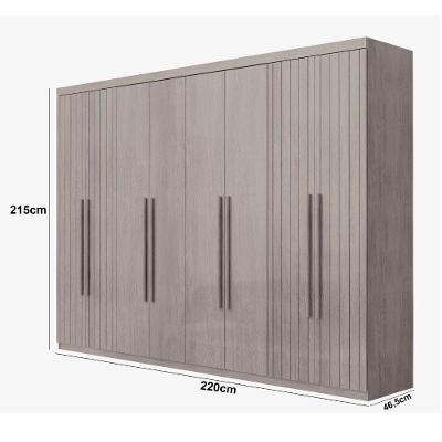 Guarda Roupa Casal Toronto Mdf 8 Portas Moderna Mobília Naturalle