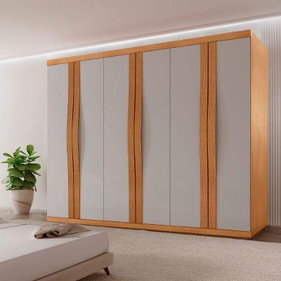 Guarda Roupa Casal Rommeo 100%mdf 6pts 6gvts Moderna Mobília Naturalle/off White