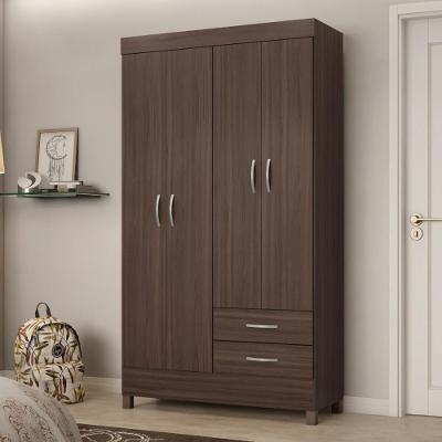 Guarda-roupa Solteiro 4 Portas 2 Gavetas 110cm Multimóveis Cr35281 Café Touch