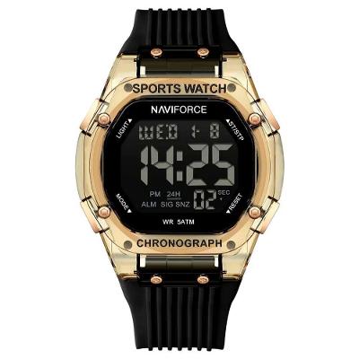 Relógio Digital Esportivo Luminoso Pulseira De Silicone 50m à Prova D'água Preto Rose