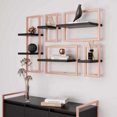 Lego De 6 Prateleiras Industrial Preto/cobre