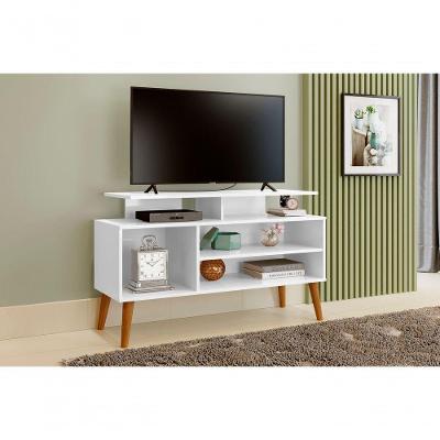 Rack Lion Sala Estar Tv Estante Com Nichos E Prateleiras Cor:branco