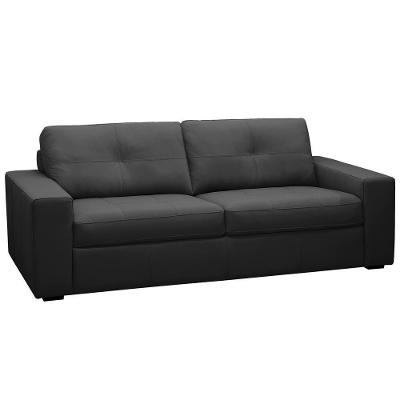 Sofá 3 Lugares Para Sala De Estar Living 205cm Vienne L06 Couro Preto - Lyam Decor