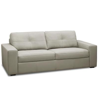Sofá 3 Lugares Para Sala De Estar Living 205cm Vienne L06 Couro Cinza Claro - Lyam Decor