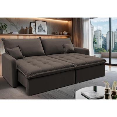 Sofá Sem Caixa Retrátil 2,00m Softgel Luna Velusoft Café Cama Inbox