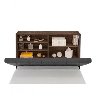 Cabeceira Box Solteiro Isis Chocolate Com Capitonê Preto