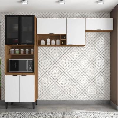 Armário De Cozinha Modulada Compacta 260cm 3 Pçs Multimóveis Cr20471 Amêndola Branco
