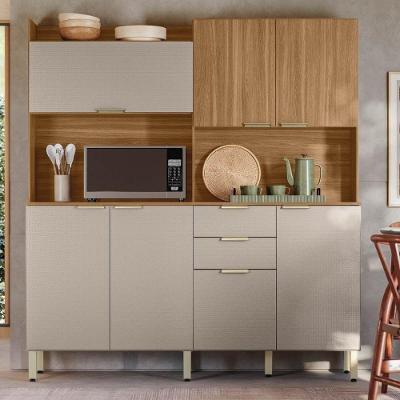 Armário De Cozinha Compacta 178cm Multimóveis Cr20470 Amêndola Nude Prime