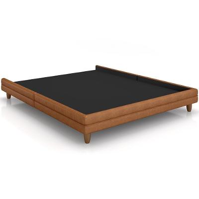 Cama Queen Base Box Pés Madeira 168cm Suném P05 Couríssimo Whisky - Lyam Decor