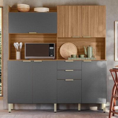 Armário De Cozinha Compacta 178cm Multimóveis Cr20470 Amêndola Grafito Prime