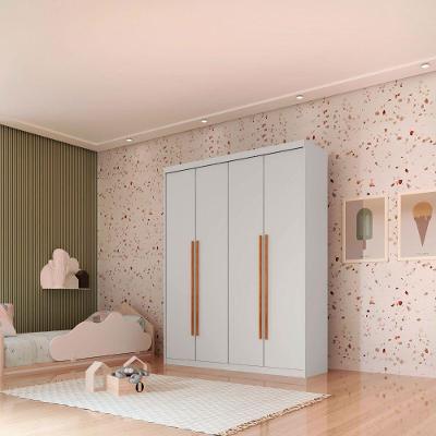 Guarda Roupa Sonho 4 Portas 2 Gavetas Moderna Mobília Branco/naturalle