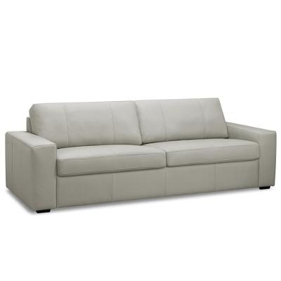 Sofá 3 Lugares Para Sala De Estar Living 235cm Aurora L06 Couro Pérola - Lyam Decor