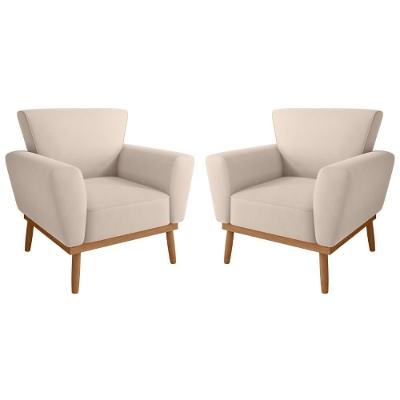Conjunto Poltrona Para Sala De Recepção Viana Inca Areia