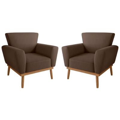 Conjunto Poltrona Para Sala De Recepção Viana Inca Marrom