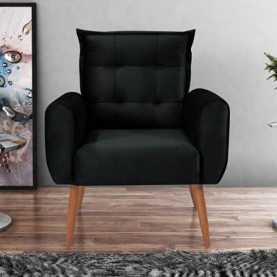 Poltrona Decorativa Para Sala Arcos Veludo Preto